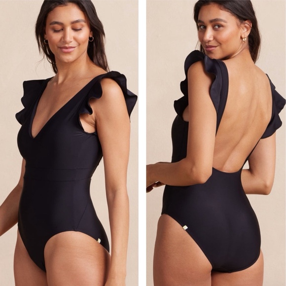 Summersalt The Ruffle Backflip One Piece Swimsuit Black Women's Size 6 - Picture 2 of 13